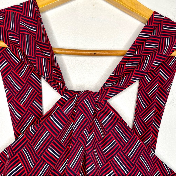 SOLD Banana Republic Wrap Halter Midi Dress Size 6 Basketweave Red - Picture 6 of 11